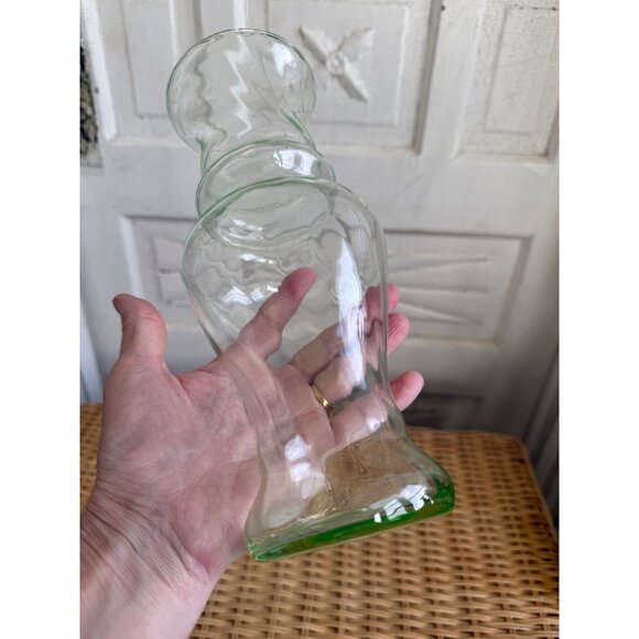 Vintage 30's Optic Ribbed Green Glass Uranium Vase 9" - Picture 8 of 16